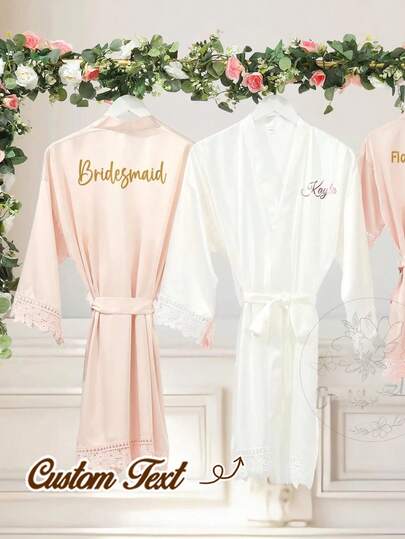 Customizable Gold Letter Name Embroidered Sleepwear Set, Soft & Portable Gold Dress Backside Decor For Bridesmaid Gift, Travel Essential, Christmas Gift Or Household Item