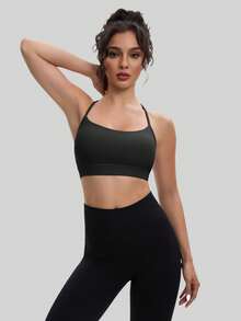 MathCat 2PCS,Women's Y-Back Padded Sports Bra, Thin Strap Racerback Design, Fitness Yoga Tank Top, Suitable For Elliptical Trainers And Stair Climbers. - 黑色+灰紫色 - 查看 5
