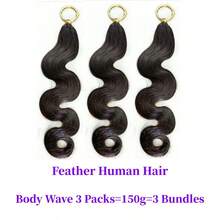 ZHENDEFA Body Wave Crochet Human Hair Knotless Pre-Separated Braid Virgin Human Hair With String Pre-Looped Reusable Feather Crochet Hair Extensions - SNatural - View 22