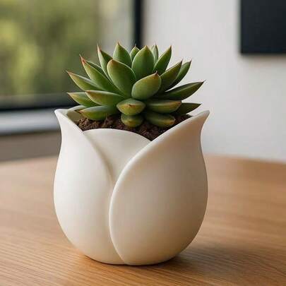 Chậu trồng cây mọng nước in 3D, vật trang trí ban công, bàn làm việc theo mùa, chậu hoa nhân tạo.
