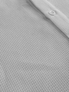 Áo Polo nam tay ngắn FEIAO kiểu dáng cổ điển, cài nút phía trước, màu trắng tinh, chất liệu polyester dệt họa tiết hình vuông. - trắng - Xem 9