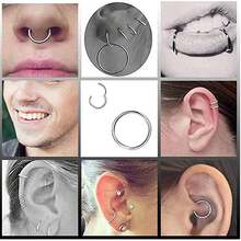 Splendor 1PC Hinged Cartilage Hoop Earring For Women Men,Nose Ring Helix Lobe Piercing Jewelry Gold Earring,Hypoallergenic 316 Stainless Steel Jewelry Gift - Steel - View 4