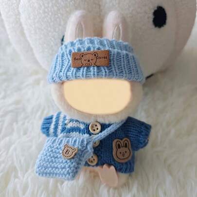 【仅含服装】适用于娃娃和棉质娃娃的时尚毛绒套装，适合6.7英寸娃娃穿着，可爱娃娃服装装饰，钥匙扣挂件娃娃服装，适用于钥匙扣娃娃服装，通用娃娃服装，装饰您的娃娃（不含娃娃）