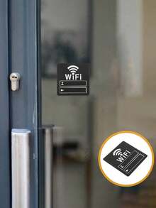 1/2pcs Acrylic Self-Adhesive Mirror WiFi Sign With Fillable Account, Classic Self-Adhesive WiFi Sign Mirror Sticker, Horizontal Decorative Sticker, Suitable For Glass Surfaces, Perfect For Restaurant, Office, Beauty Salon, Bedroom, Home, Office, Cafe And Restaurant Wall Decor - Multicolor - View 3