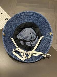 1顶复古字母系带牛仔渔夫帽，可折叠，休闲时尚，四季皆宜户外旅行礼物 - 多色 - 查看 7