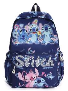 Stitch Pattern Backpack, Ideal For Students And Travelers - Bright Pink Multi-Compartment Everyday Backpack Adorned With Lilo And Stitch Patterns - Large Capacity Backpack With Side And Front Pockets - Ergonomic And Comfortable Shoulder Design, Perfect For School - Also Suitable For Outdoor Leisure - Multicolor - View 12