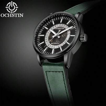 OCHSTIN Men's Mechanical Watch, Men's Sports Watch, Silicone Strap, Leather Strap, Calendar, Automatic Mechanical Watch, Men's Wristwatch