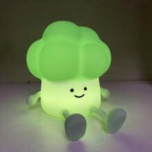 Đèn ngủ silicon hình rau củ, điều khiển cảm ứng, hẹn giờ và điều chỉnh độ sáng, sạc USB, thích hợp cho phòng ngủ. - bông cải xanh - Xem 2