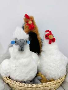 11.81 Inch/30cm Cute Realistic Plush Chicken Doll, Soft Lifelike Hen And Rooster Stuffed Animal, Realistic Farm Bird Plush Doll, Suitable For Children's Birthday Gift, Home Decor, Collection, Farm Theme Party Favor - Multicolor - View 2