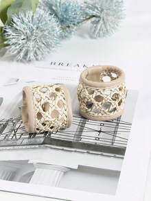 2-12pcs Handmade Woven Mesh Napkin Rings, Suitable For Tabletop Decor, Weddings, Thanksgiving, Daily Use And Home Decoration - Multicolor - View 12