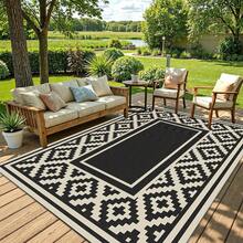 Waterproof Outdoor Patio Rug 5x8 - Polypropylene Outdoor Carpet For Deck, Porch, Camping - Easy Clean Non-Slip Outdoor Rug - Black Rice Inner Frame - View 8