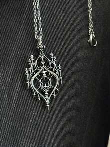 1 chiếc dây chuyền mặt dây chuyền hình lâu đài chạm khắc hình trái tim rỗng kiểu Gothic cổ điển, dây chuyền thời trang tối giản, quà tặng cá nhân hóa cho phụ nữ, phụ kiện phong cách đường phố. - Bạc - Xem 1