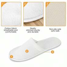 20 Pairs Disposable Terry Towelling Slippers For Spa Hotel Guests, Closed Toe Bulk Pack - Suitable for Both Men and Women - View 2