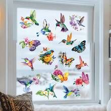 CHAILLY Watercolor Hummingbird & Butterfly Window Stickers, Colorful Flower Peel And Stick Decals For Glass Door & Home Decor - Wall Stickers - View 4