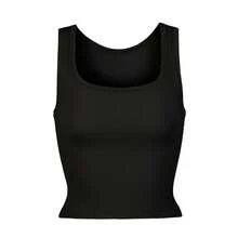 SKIMS Cotton Rib Tank | Ribbed Jersey Vest, Body-Hugging Stretch Cotton Cami For Everyday Lounge & Layering - Soot - View 1