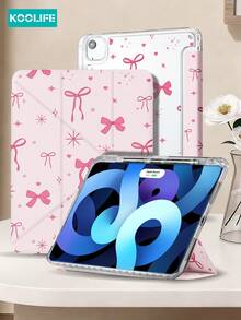 Ốp máy tính bảng Koolife 1 cái màu hồng có nơ, khóa từ tính kèm ngăn đựng bút, chân đế gập chữ Y bằng acrylic, dành cho máy tính bảng 10.9/Air4/5/6/10.2/10th/Pro11 2024/9.7/10.5, tương thích với S7/S8/S9/S6/S7+/S8+/S7FE/A11+/A8/A9 - Nơ hồng - Xem 1
