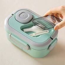 LIVINGANDHOME 3 Colors Portable Lunch Box Set With Insulated Bag,Lunch Box Food Container - Green - View 5