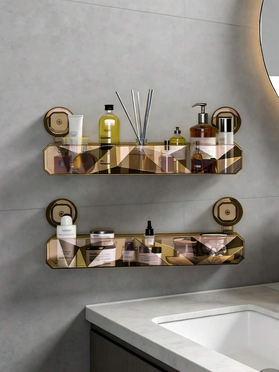 Luxury Suction Cup Bathroom Shelf, Transparent Storage Rack, Wall-Mounted Organizer - Multicolor - View 1