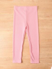 3 chiếc quần legging gân trơn cho bé gái, mềm mại và thoải mái, quần thường ngày có chun co giãn. - Nhiều màu - Xem 4