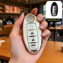 1 chiếc ốp bảo vệ chìa khóa xe hơi bằng chất liệu TPU, màu trắng viền vàng, dành riêng cho xe Sylphy. - Vỏ bảo vệ - Xem 6