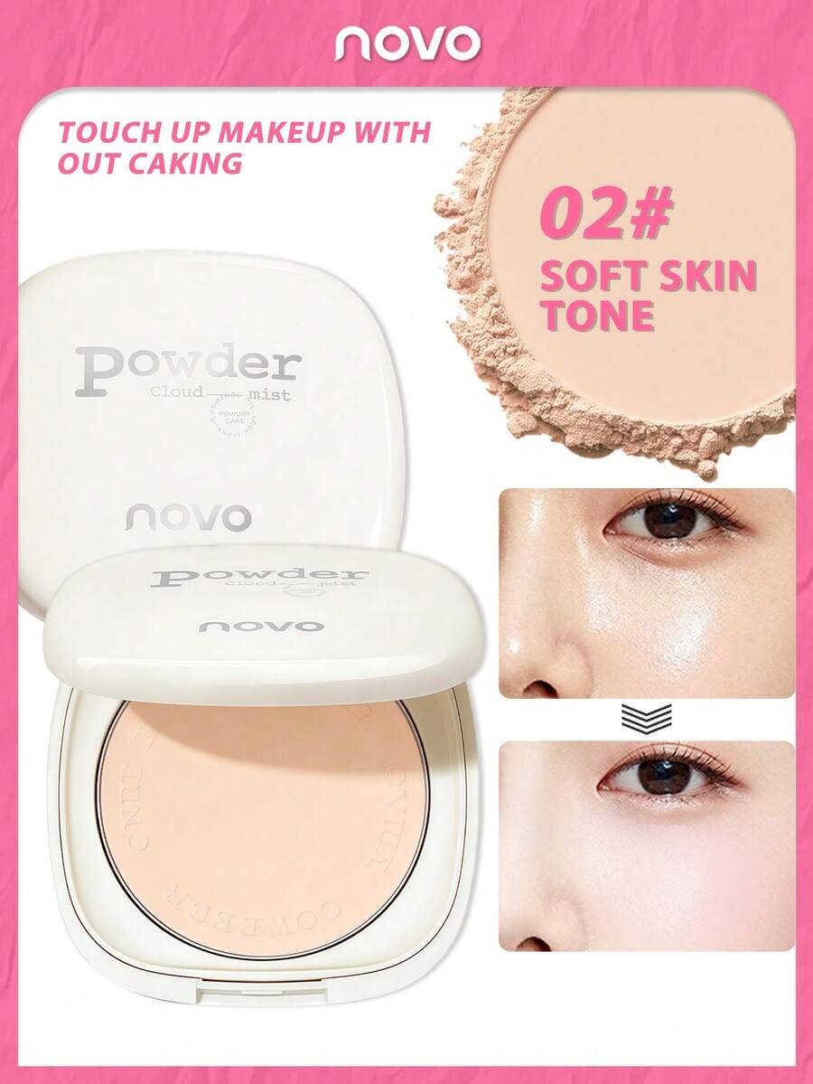 NOVO Oil-Control Setting Powder Compact: Waterproof, Sweat-Resistant, Long-Lasting, Blurs Imperfections And Stays Put; Ideal For Beginners And Students, And Makes A Great Gift - 02# Soft Skin Tone - View 1