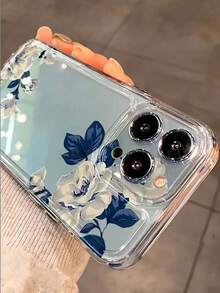 Flower 1pc New Creative Minimalist Floral Pattern Phone Case Suitable Compatible With Iphone 16 Pro Max, 11/12/13/14 Plus, XR/7/8 Plus, 15 Pro Max - Clear - View 3