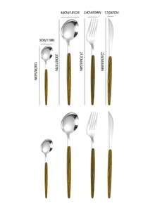 Bộ dao nĩa kiểu phương Tây tối giản bằng thép không gỉ, đầu nhọn, tay cầm giả vân gỗ, kiểu dáng Nhật Bản sáng tạo, thích hợp cho nhà hàng, quán cà phê, khách sạn và sử dụng tại nhà. - màu nâu - Xem 17