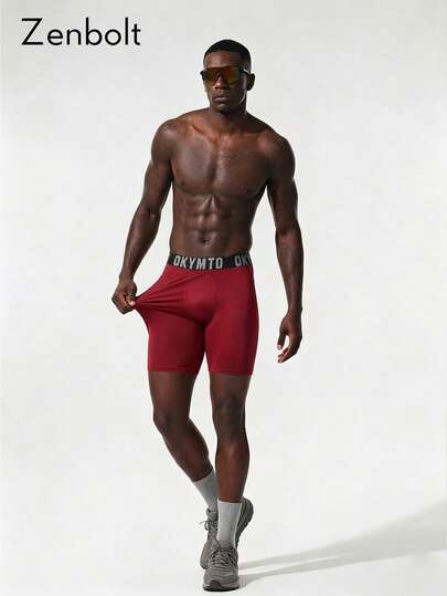 ZULIZ Zenbolt Men's Daily Fitness Outing Versatile Letter Wide Waistband Compression Sports Shorts