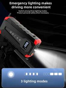 Arrancador portátil de coche con pico de 5000A, compresor de aire, batería de emergencia, 2.11 galones (versión de gasolina), 1.72 galones (versión de batería), inflador de neumáticos de 150 PSI, arrancador de batería de coche de 12V, 5 en 1 funciones, cargador de batería - Multicolor - Ver 10