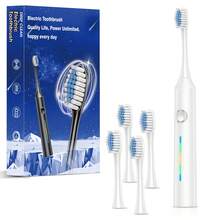 电动牙刷，配备4个刷头，5种清洁模式，适用于日常口腔护理，USB充电，适合居家或旅行使用，电池容量500mAh - 彩色 - 查看 11