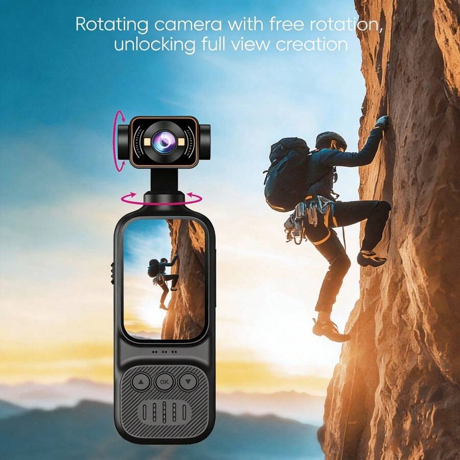 2.5K Action Camera Handheld Anti-Shake 140° Wide Angle 270° Rotating Lens Outdoor Recording Cycling Vlog Portable - 查看 1