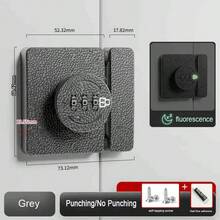 1 ổ khóa cửa kim loại kết hợp - Không cần khoan, chốt khóa vận hành bằng mật khẩu, phù hợp cho tủ quần áo hai cánh và cửa trượt, khóa chốt đa năng không dùng điện để chống trộm. - Màu xám huỳnh quang - Xem 8