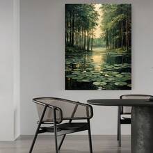 Enmarcado 1 pieza, con marco,  () Paisaje de pradera de bosque neblinoso, arte de pared de lienzo, pintura de paisaje de naturaleza pacífica, decoración de vegetación tranquila para espacios interiores de relajación - 3G5161G0845 - Enmarcado - Ver 5