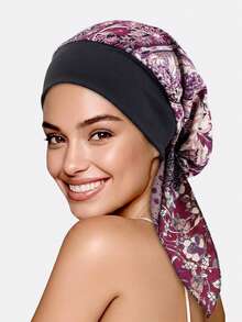 1pc Women's Elastic Wide-Brim Ribbon Sleep Cap, Headscarf Hat, Hair Care Bonnet, Suitable For Daily Use - Multicolor - View 11