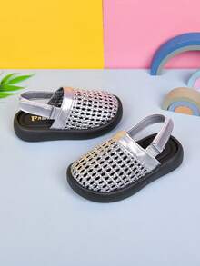 Dép lê dệt màu bạc mới mùa hè dành cho nữ, đế dày, rỗng, quai hậu thoáng khí, kiểu dáng hai lớp. - Bạc - Xem 3