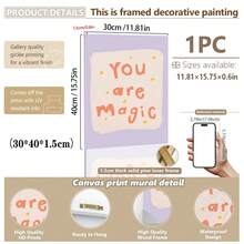1件帆布壁畫，兒童房裝飾畫框，"You Have Magic" 正面激勵藝術品，附靈感名句，適合兒童房、嬰兒房、新生兒禮物、春夏裝飾、托兒所、幼兒園、男孩房、女孩臥室，可愛有趣的兒童房藝術，明亮時尚的牆面裝飾 - 彩色 - 查看 13