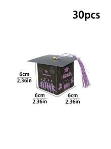 10pcs/30PCS Graduation Cap Gift Box, Graduation Candy Boxes Black Box With Gold Tassel, Desktop Decor, Suitable For Graduation Season, Graduation Party, Graduation Gift Packaging - View 14