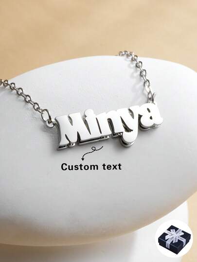 Personalized Jewelry Name Necklace, Stainless Steel Gold Color Customizable Font Letter Pendant Necklace, Suitable For Men And Women, Unique Ideal Gift For Girlfriend, Mom, Family, Friend, Daughter, Anniversary, Valentine's Day, Mother's Day, Birthday, Graduation, Daily Wear, Wedding, Prom