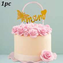 1 cái/3 cái Phụ kiện trang trí bánh kem bằng acrylic vàng "Chúc mừng Ngày của Mẹ" - Thiết kế hình bướm lấp lánh, Phụ kiện trang trí tiệc Ngày của Mẹ và sinh nhật mẹ. - nhiều màu - Xem 20