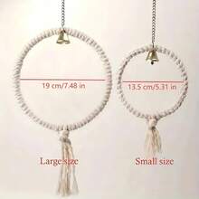 Anillo de juguete para pájaros con cuerda de cáñamo Natural, con campana,,,87 pulgadas, pequeño, 5,31 pulgadas, accesorio para escalar, masticar y decorar - S - Ver 2