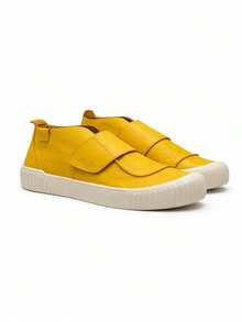 Women's Comfortable Adjustable Modern Practical Leather Casual Sneakers - Yellow - View 3