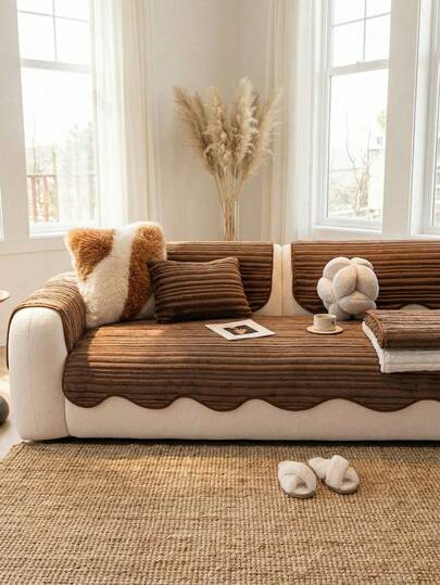 1 Vỏ bọc ghế sofa bằng lông cừu mềm mại, màu nâu ấm áp, chất liệu mềm mại và thoải mái, thân thiện với thú cưng, chống trượt và chống bụi bẩn, trang trí ngày lễ, phù hợp với ghế sofa 1/2/3/4 chỗ ngồi, vỏ bọc tay vịn, vỏ bọc tựa lưng, trang trí mùa thu, trang trí phòng, trở lại trường, đồ dùng học tập