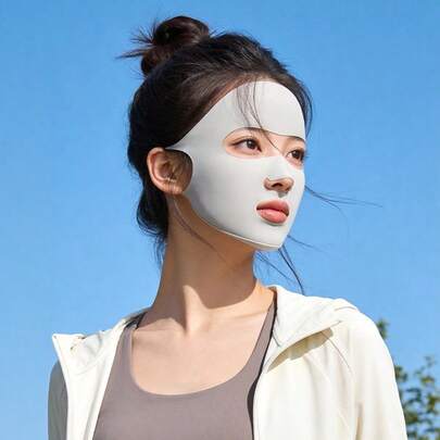 Nueva máscara facial completa anti-UV para mujeres, de tela de seda de hielo transpirable, adecuada para correr, ciclismo, previene las quemaduras solares