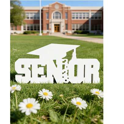 1pc White Graduation Themed Desktop Decor, Graduation Party Prop, Home Decor, Indoor/Outdoor Decoration, Graduation Gift For Friends, Home Decor, Graduation Gift, Desktop Accessory