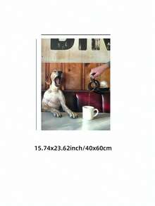 1 peça de arte de parede vintage Pup & Perk, foto monocromática de um cão de café com a frase "Stay Pawsitive" e textura de gelatina prateada. Papel texturizado para galeria, ideal para decoração de cantinho de café, cozinha de casa de praia, formatura ou qualquer outra ocasião. Presente perfeito para ela e decoração de festa de barista. - Multicolorido - Ver 12