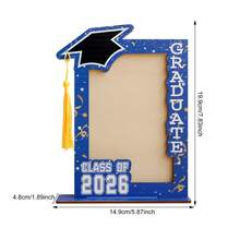 2026 Graduation Party Photo Decoration Frame Ornament, With Hanging Tassels Graduation Happy Photo Decoration Ornament, Suitable For Graduation Party Decoration And Graduation Gifts(Black, Blue, White) - Multicolor - View 4