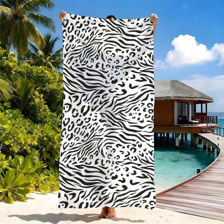 Extra Large Colorful Leopard Print Beach Towel, Lightweight Quick-Dry Microfiber Towel Suitable For Beach, Pool, Yoga, Shower - Multicolor - View 1