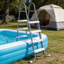 4-Step 52in Above Ground Pool Ladder With Sturdy Iron Grey Frame And White Non-Slip Steps, Durable Swimming Pool Access For Backyard Pools, Outdoor Pools, Summer Fun, Easy Climbing And Maintenance, Ideal For Pool Parties, Family Gatherings, Relaxation, Water Activities, Garden Or Patio Use, Outdoor Recreation, Pool Exercise, Backyard Landscaping, Seasonal Pool Setup, Summer Entertainment, Easy Installation, Stable And Reliable Support, Heavy-Duty Construction, Weather-Resistant Design, Convenient Storage And Outdoor Use - A - View 12