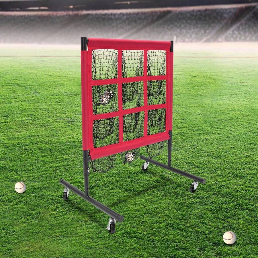 SanBouSi Professional Practical Training Net Baseball Training Net Adjustable Height - Red - View 1