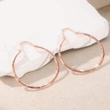 Handcrafted Minimalist Hammered Textured Round Hoop Earrings, Suitable For Daily And Vacation Wear, Ideal Gift For Women - Gold - View 3